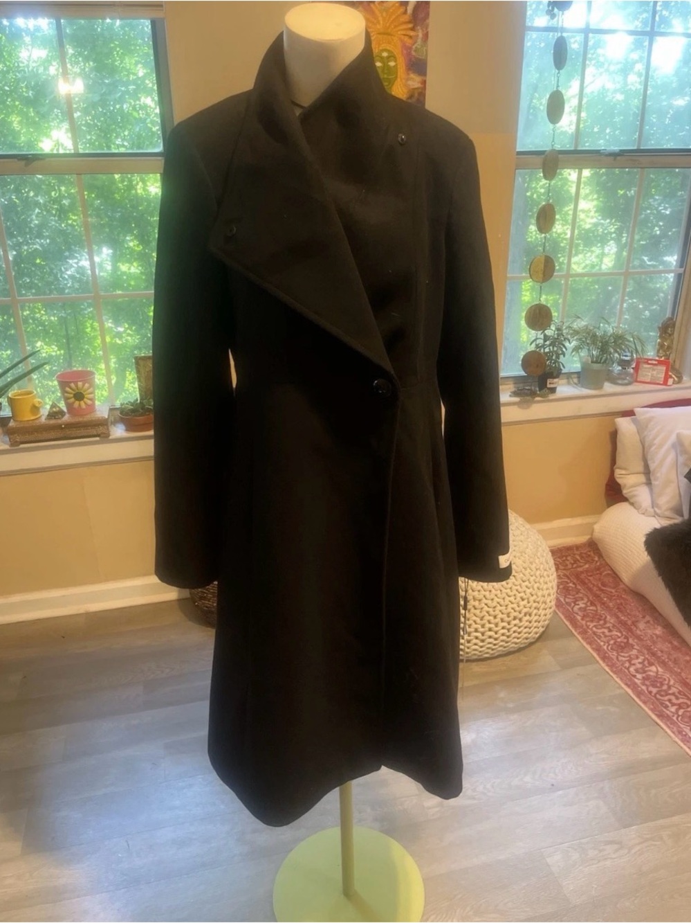 Classic Calvin Klein New with Tags Black Women's Wool-Blend Coat Old Money